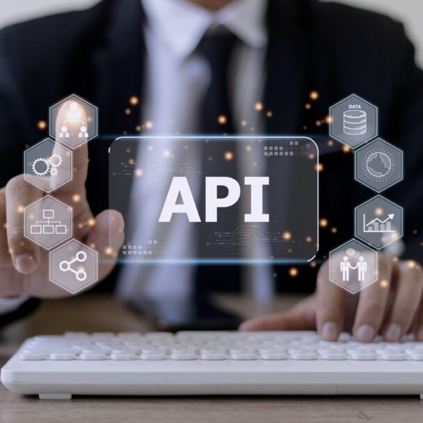 API - Application Programming Interface. Software development tool. Business, modern technology, internet and networking concept.