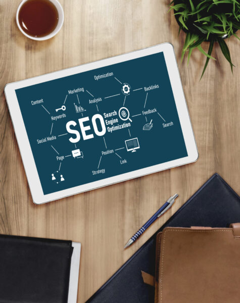 SEO search engine optimization for modish e-commerce and online retail business showing on computer screen